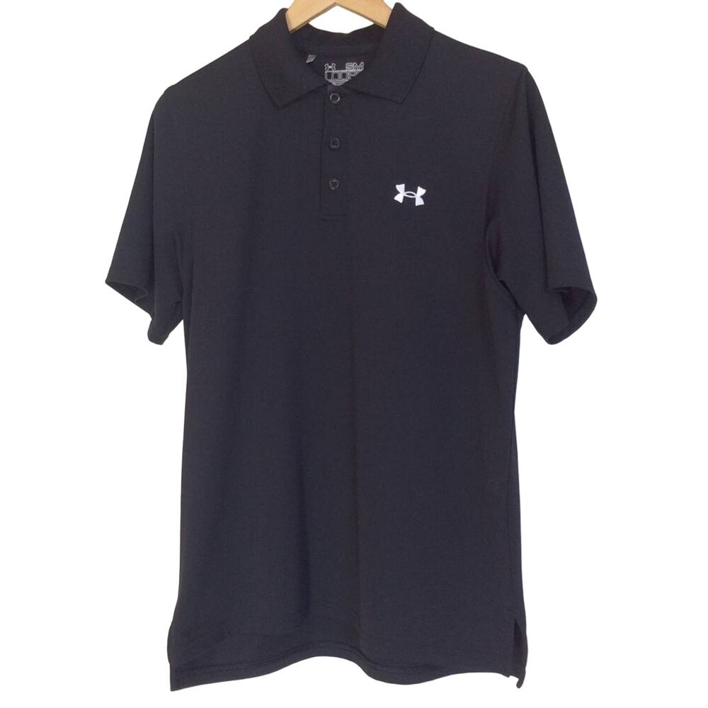 Under Armour Black Heat Gear Golf Shirt Men’s Small